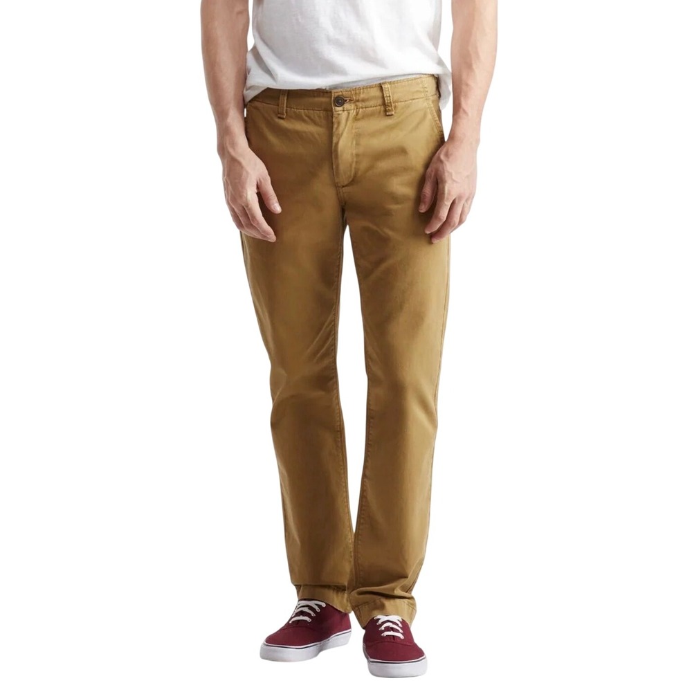Aeropostale Slim Straight Chino Pants Mens 34x34 Khaki Tan Stretch Twill